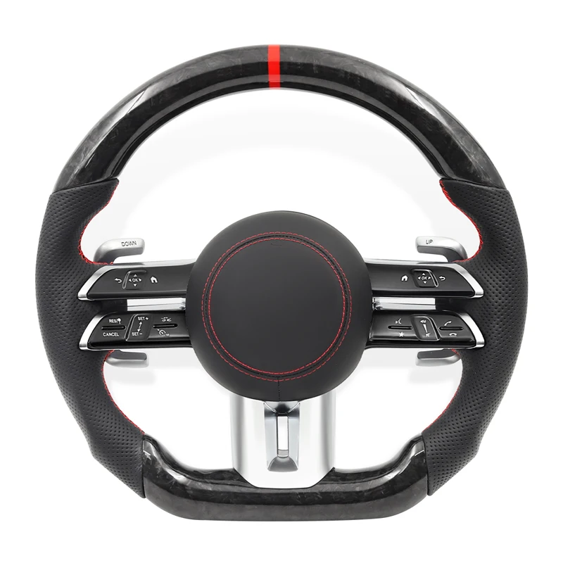 

Forged Carbon Car Steering Wheel Red Stiching for Mercedes Benz AMG W190 W204 W205 W166 W167 W177 W217 W222 W223 W257 W292 W463