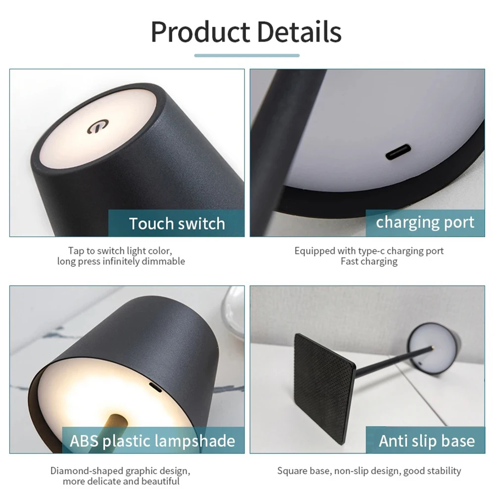 Rechargeable LED Touch Sensor Table Lamp 3 Colors Adjustable for Wine Bottles Creative Ambient Light Bar Room Decor Light