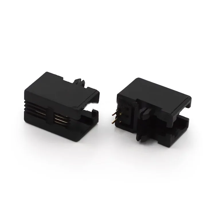 Black telephone socket Communication port Horizontal 95001-4P4C Black plastic temperature resistant