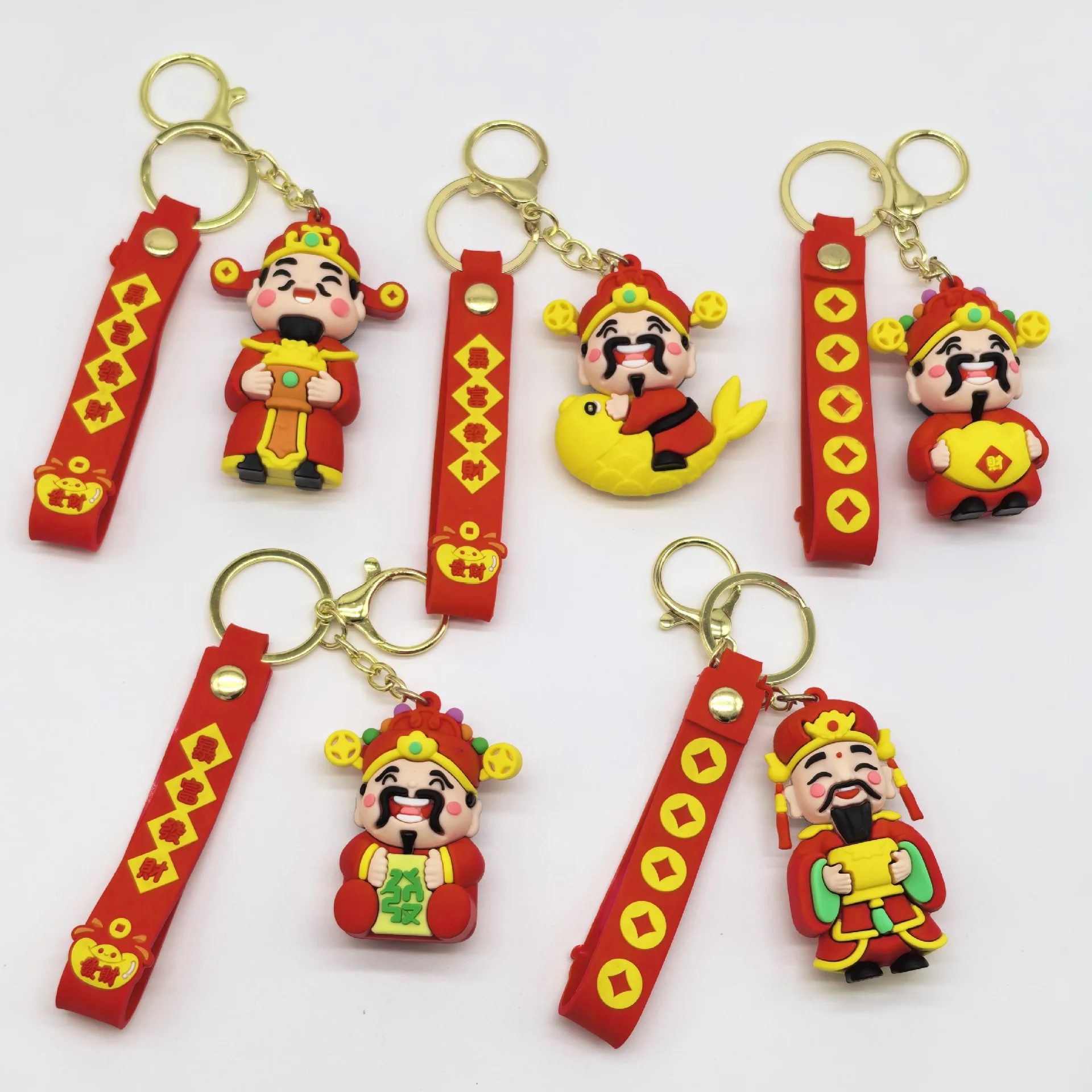 

New Year God of Wealth Keychain PVC Cartoon God of Wealth Car New Chinese Style Bag Wholesale Kawaii Cute Personalized Gifts Y2k