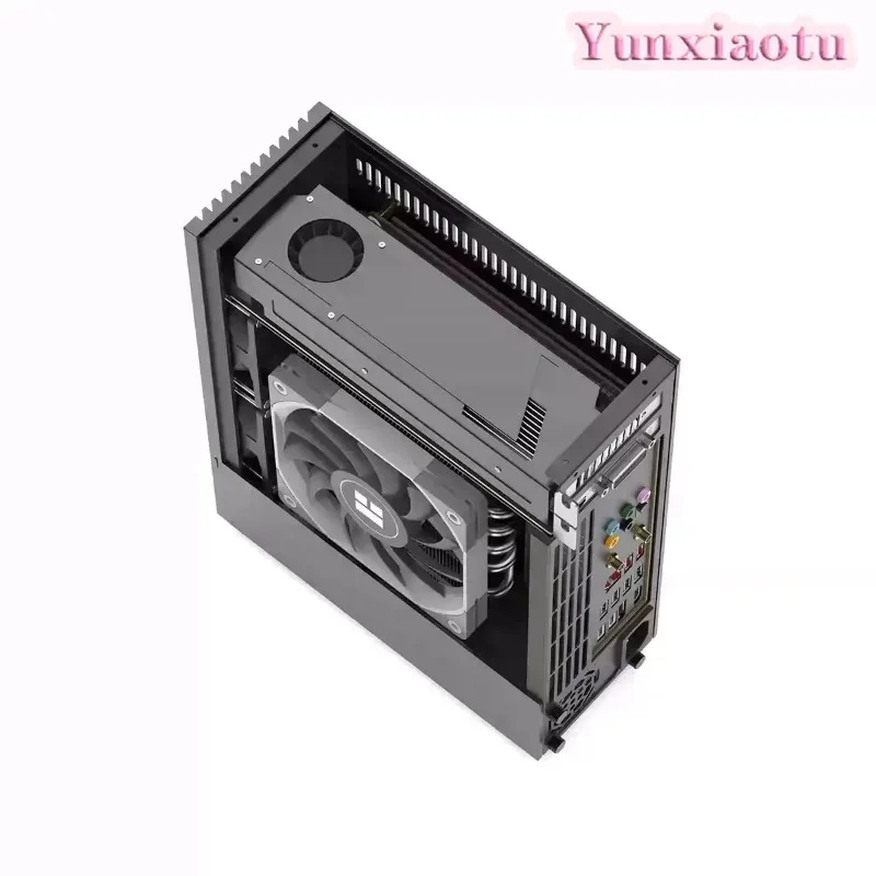 Mini ITX Aluminum Alloy CNC Case, 4.9L Flex ATX Compatible for Half-Height GPU & 1U Power Supply
