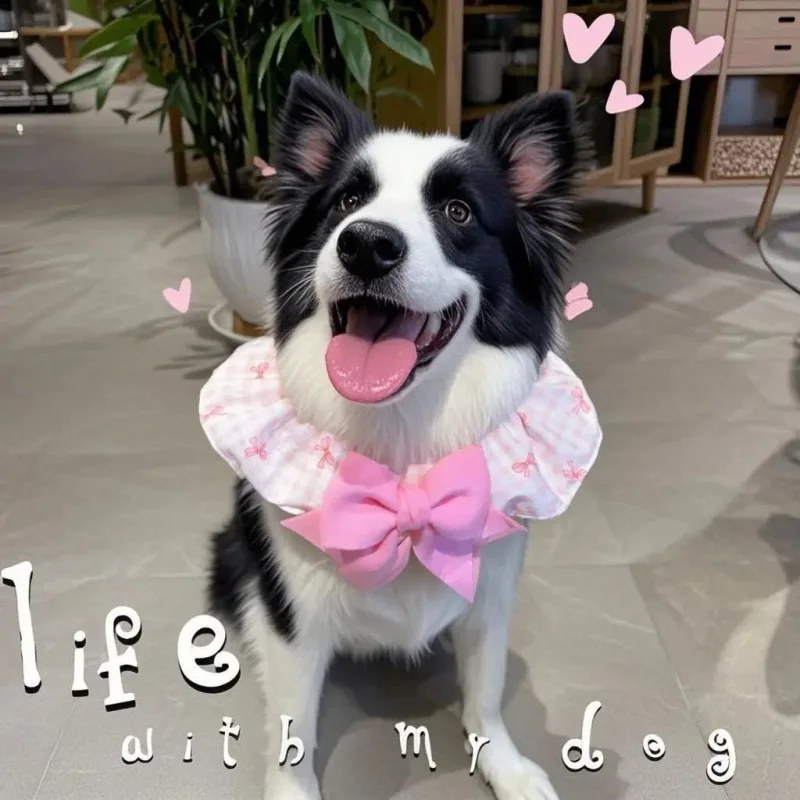 Pet Dog and Cat Bandana Bib Scarf Bow Tie Collar Accessories for Large Dogs Golden Retriever Border Collie view 2
