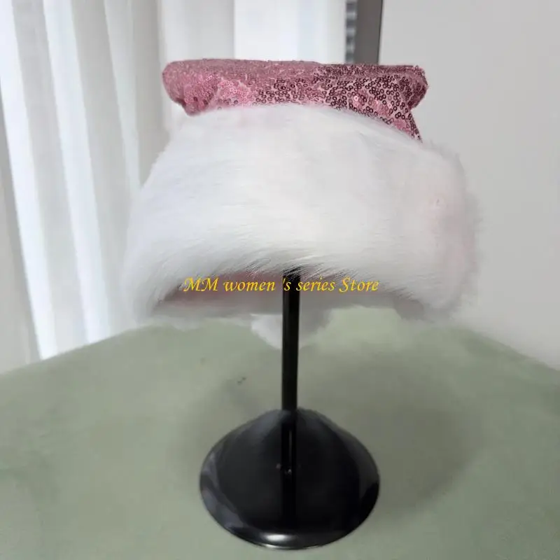 Q39C Hoed met pailletten Kerstfeestdecoratie Hoed Pailletten Kerstmankostuum Hoed voor volwassenen en kinderen Kerstfotografie