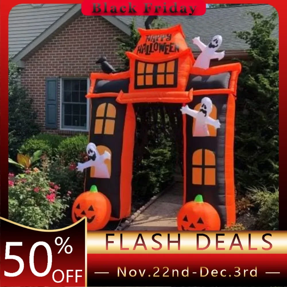 Spooky House Yard Inflatable 10' Tall |Decoration for Home/Yard/Lawn/Halloween Party Haloween Garden Ornaments Outdoor Decor