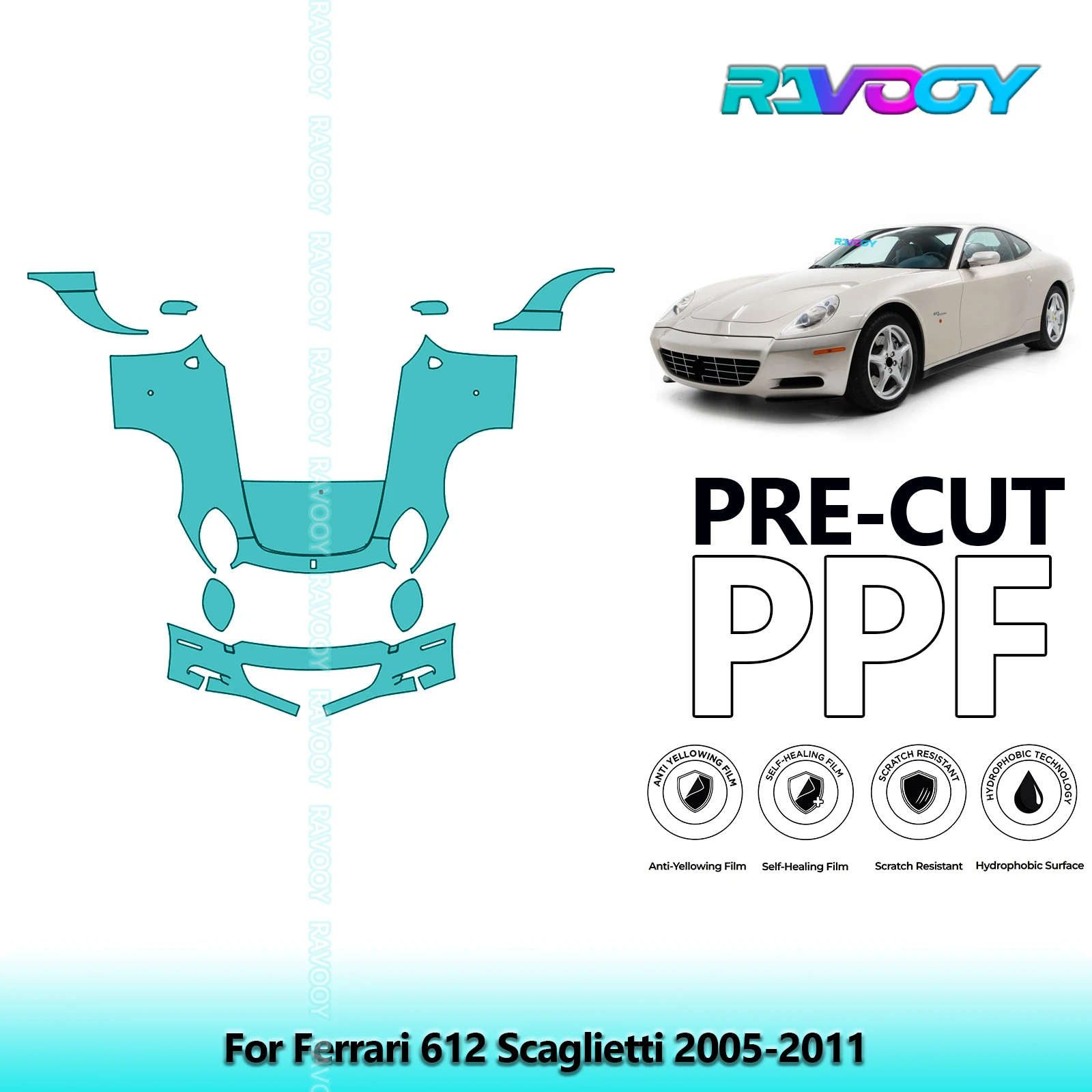 

8.5Mil Precut Paint Protection Film PPF Clear Bra Front Kit For Ferrari 612 Scaglietti 2005-2011
