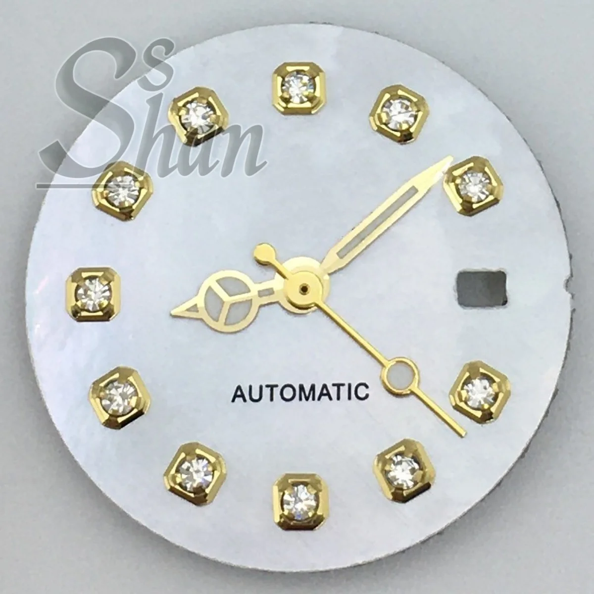 20.5mm pearl shell dial and hands gold and silver rose gold diamond index dial suitable for ladies' NH05 automatic movement