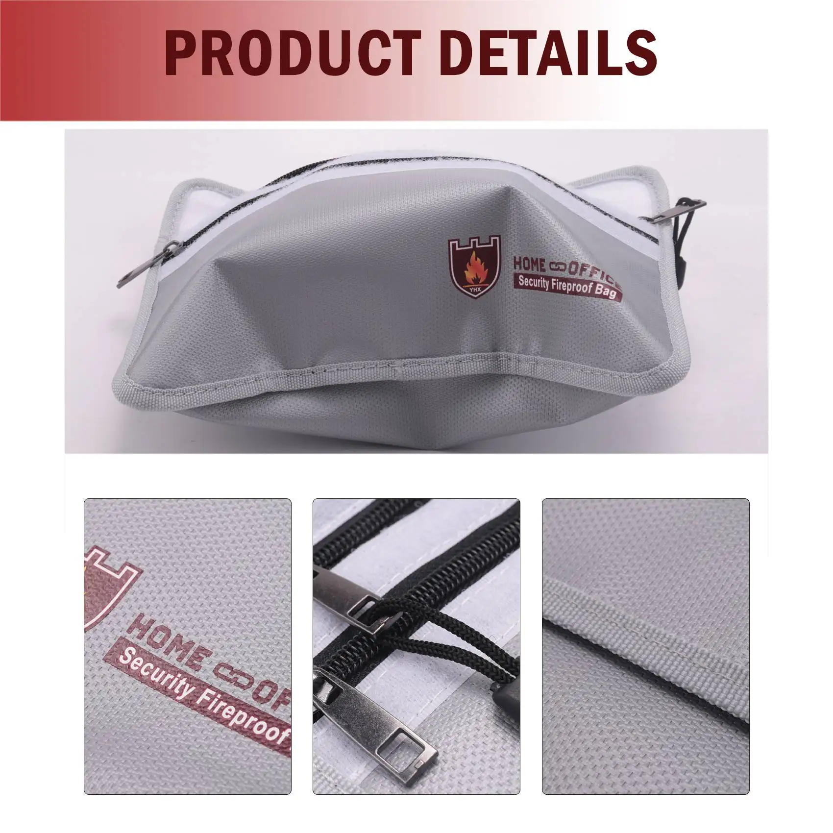 

Highly Recommended-Fireproof Document Bag,Waterproof And Fireproof Money Bag With Zipper,Fireproof Safe Storage Pouch For Passpo
