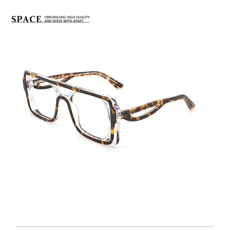 

23085 Hollow square frame technology sense men glasses frame high quality acetate fiber women glasses custom prescription lenses