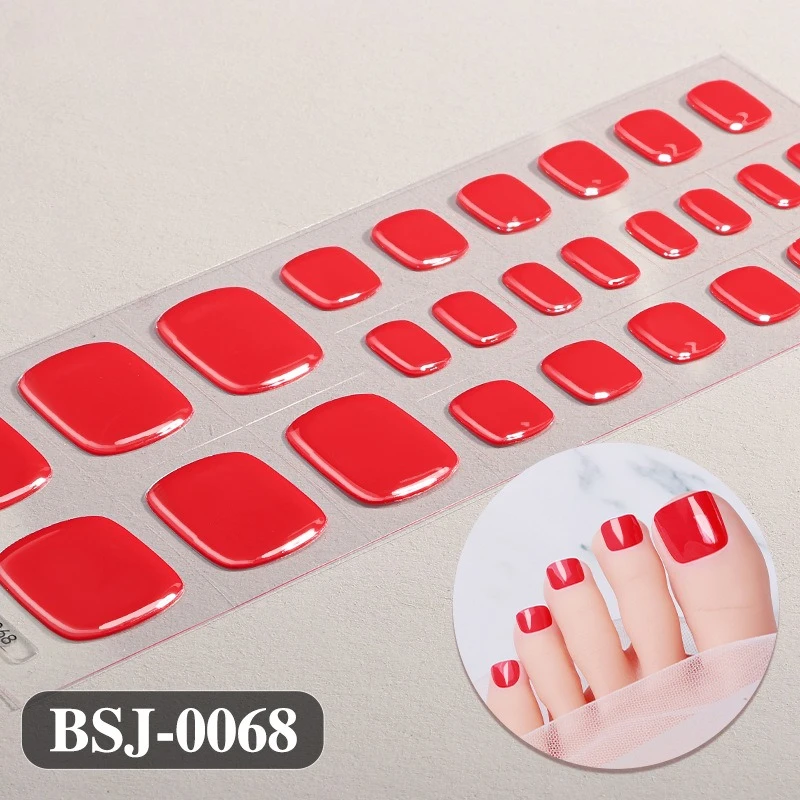 Autocollant pour ongles en Gel pour orteils, couleur Pure, couleur nue, rouge, rose, noir, vernis à ongles, bricolage, pédicure, manucure, lampe UV nécessaire