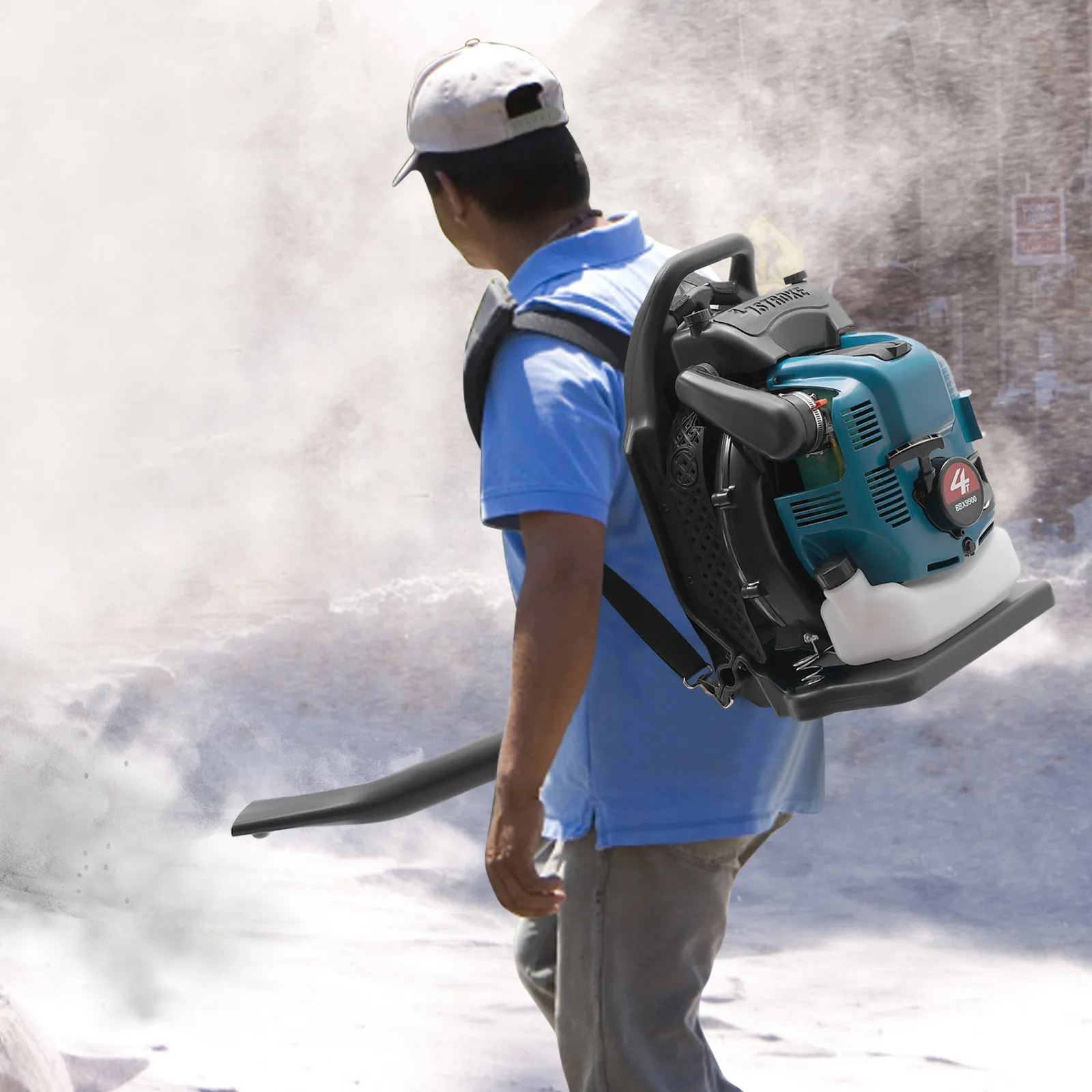 

75 6cc 4-тактный рюкзак, воздуходувка для листьев, коммерческий класс, чистка газона, двор, мусор, удаление снега, строительная пыль, удобные ремни