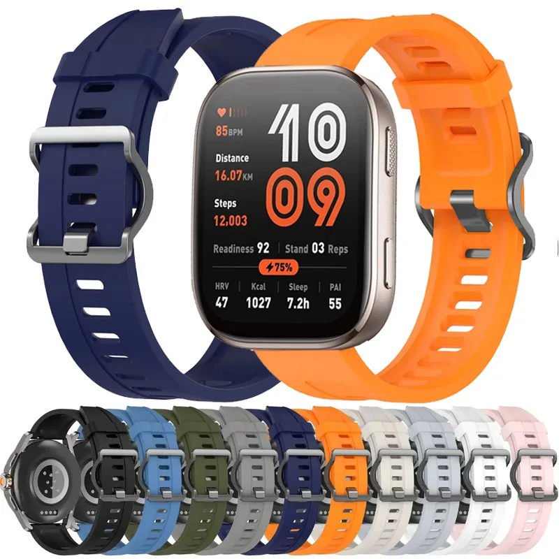 22mm Watch Sport Band For Amazfit Bip 6 5 5 Unity Silicone Strap For Amazfit Balance 2/GTR 4 3 2 47mm/Cheetah Round/Pro/Helio
