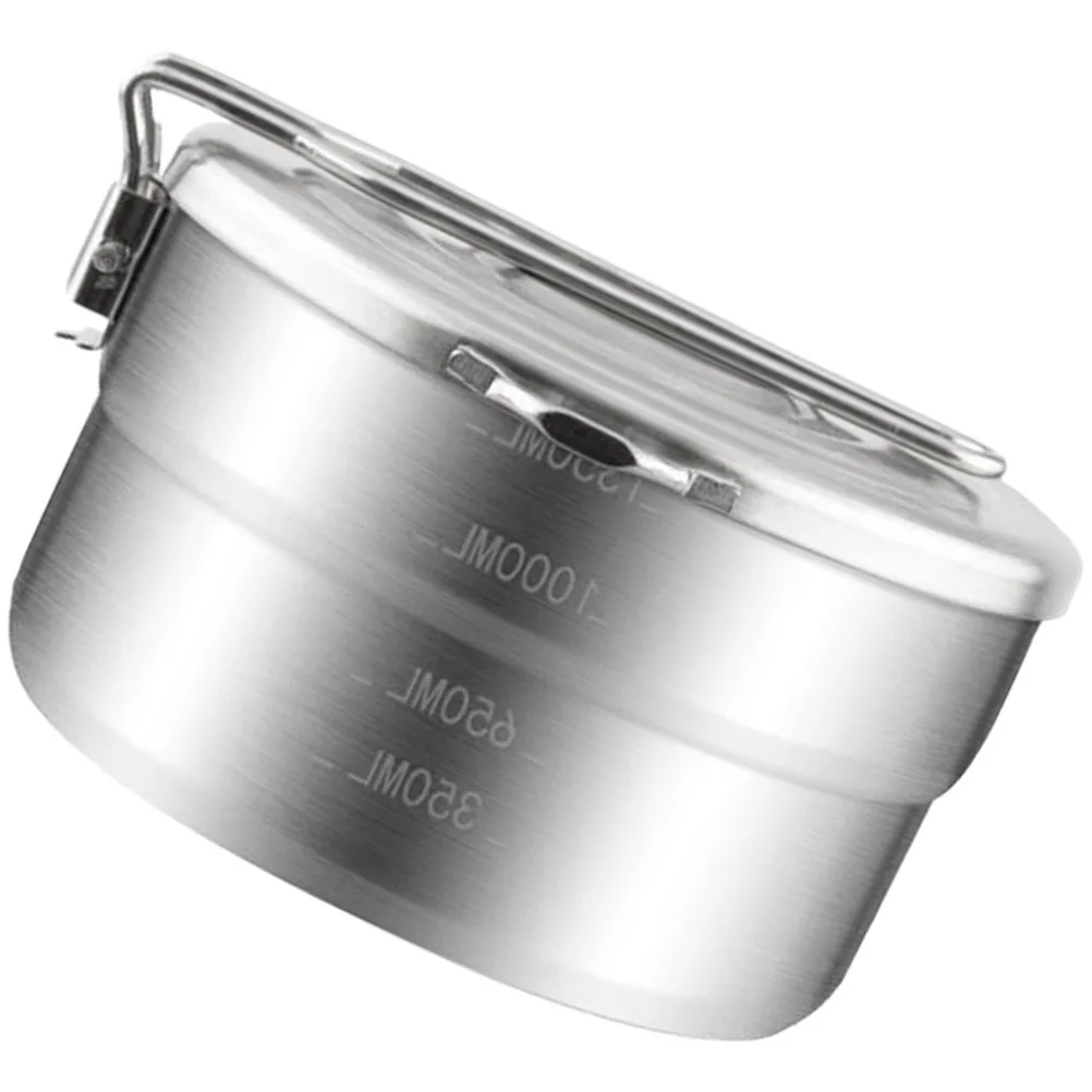 

Stainless Steel Round Lid Design Multi-Function Lunch Box Camping Dinnerware Outdoor Picnic Set Camping Cutlery