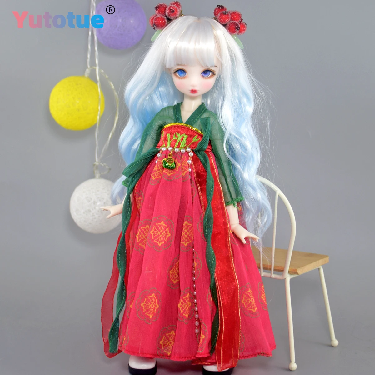 YUTOTUE Different Color Eyes 30cm Height Girl Doll with Ancient Clothing Set Cute Toy Mini BJD Doll