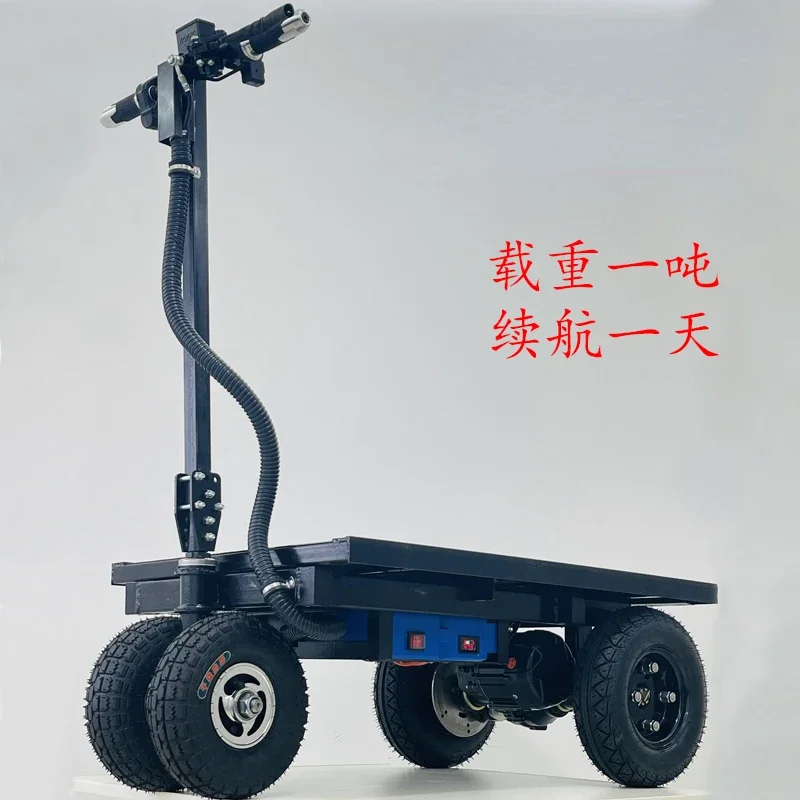 

Folding portable electric flatbed truck into the elevator, building materials feeding truck, trolley, load king labor cart