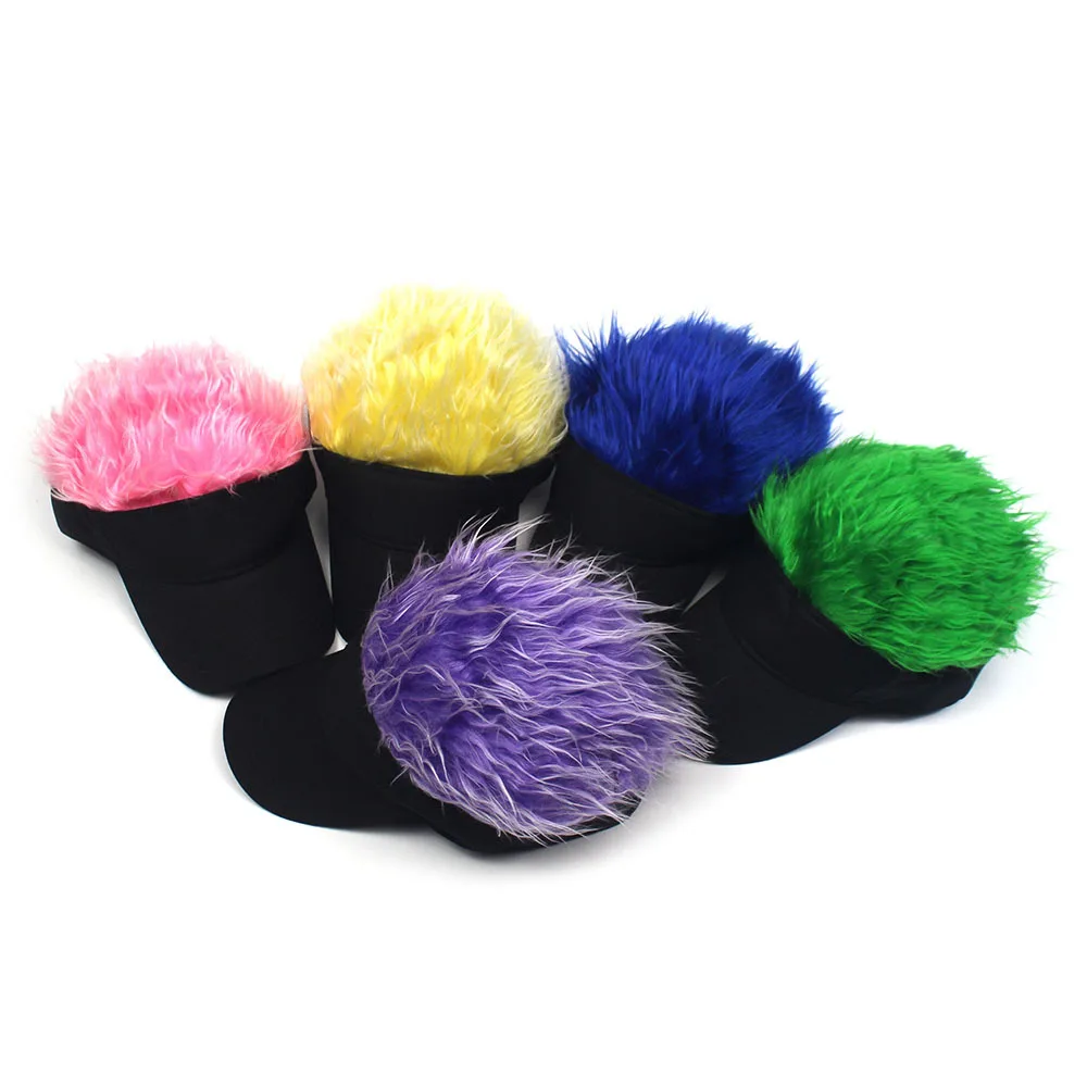 Funny Baseball Cap With Spiked Fake Hairs Wig Men Women Casual Hip Hop Hats Adjustable Sun Visor Casquatte Colorful Golf Caps