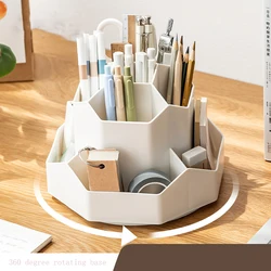 360 Degree Rotating Pen Holder Desk Stationery Organizer Stand Large Capacity Pen Pencil Pot Plastic Makeup Brush Storage Tube