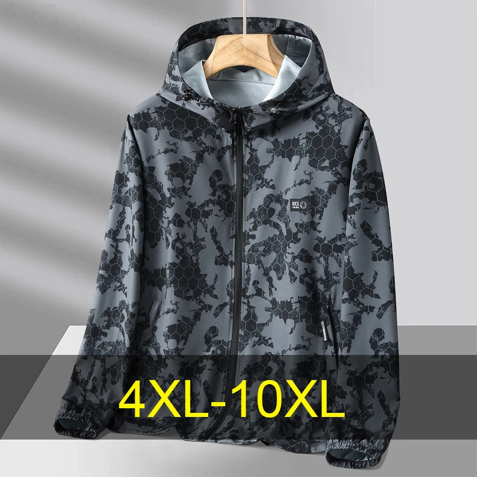 

Summer Thin Camouflage Jacket Men 10XL Plus Size Sunscreen Jacket Breathable Fashion Casual Breathable Jackets Male Big Size