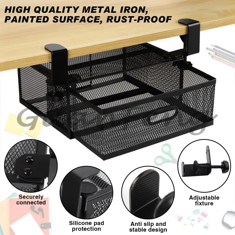 Under Desk Drawer Basket Sliding File Holder Tray Storage Drawer Container