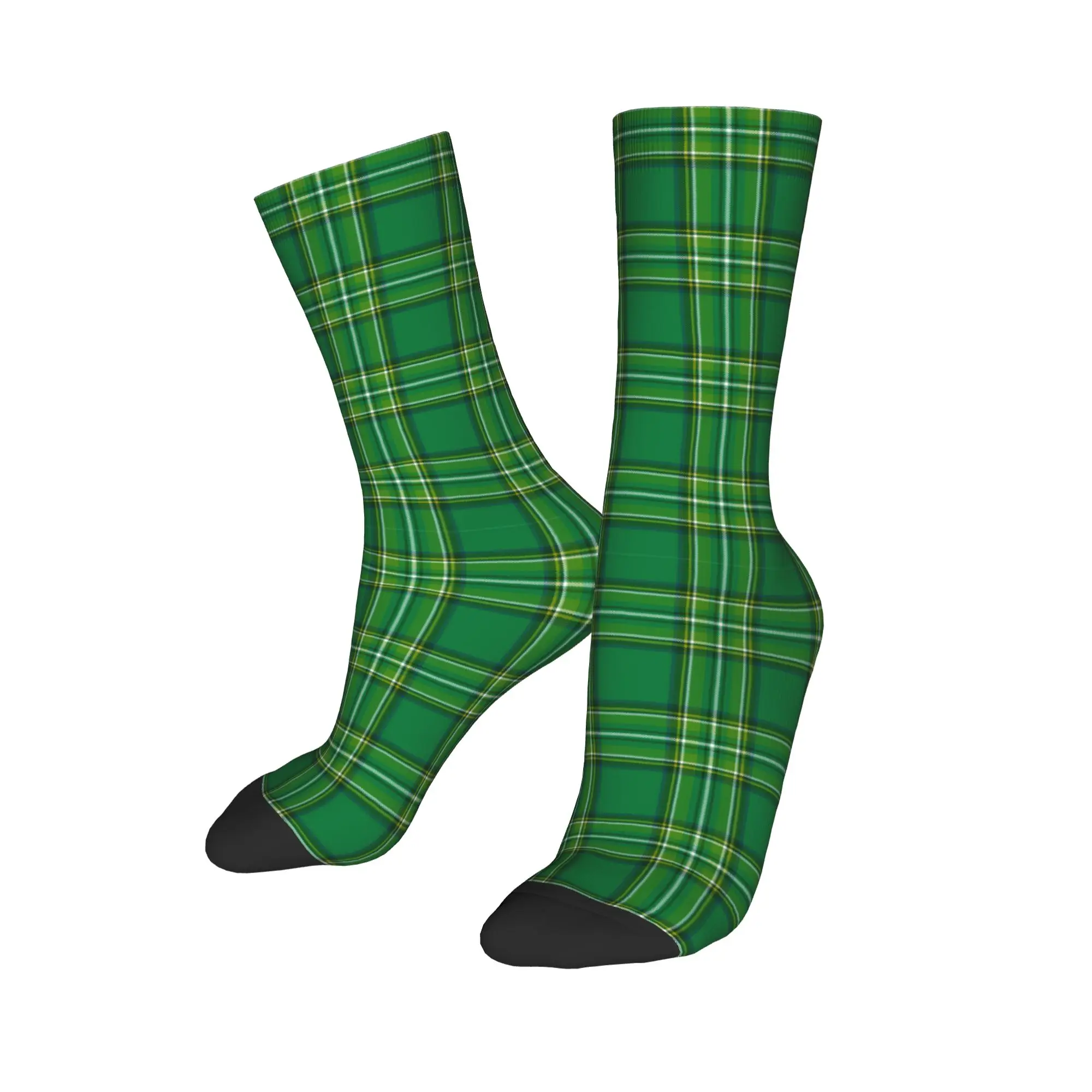 

New Men's Socks Hip Hop Lucky Green Tartan Sock Polyester Irish St Patrick's Day Sport Women's Socks Spring Summer Autumn Winter