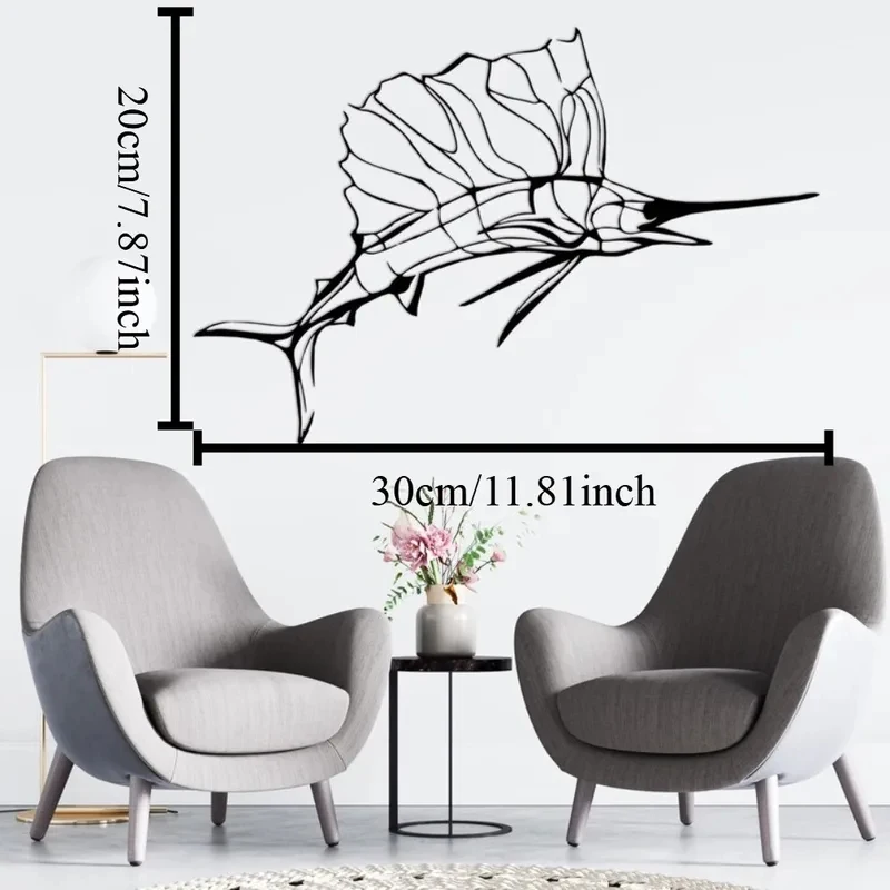 Swordfish Nautical Metal Wall Art Laser Cut Home Decor 1PC