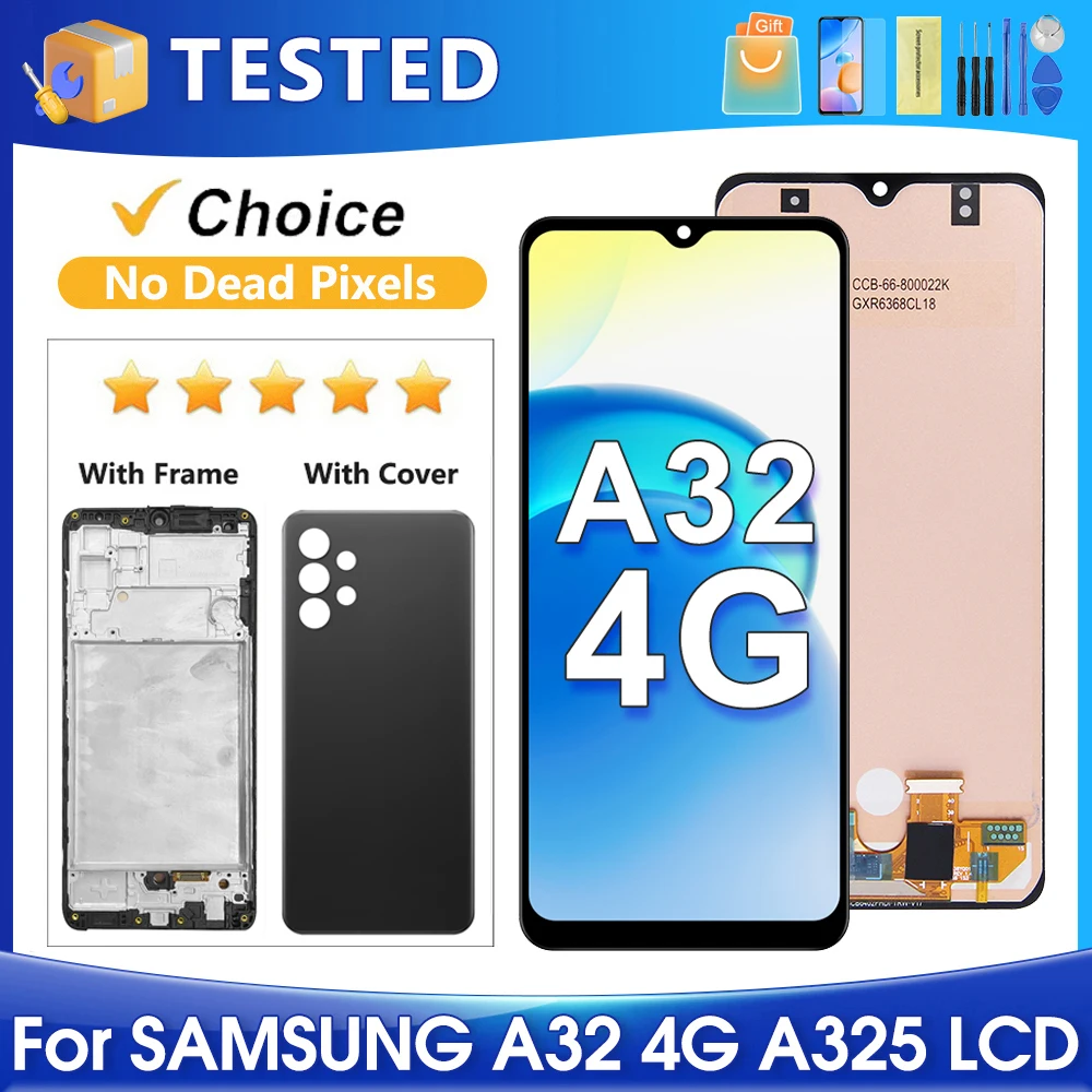 

A32 4G для Samsung протестировано A325 A325F A325F/DS A325M A325N ЖК-дисплей с дигитайзером сенсорного экрана в сборе Замена