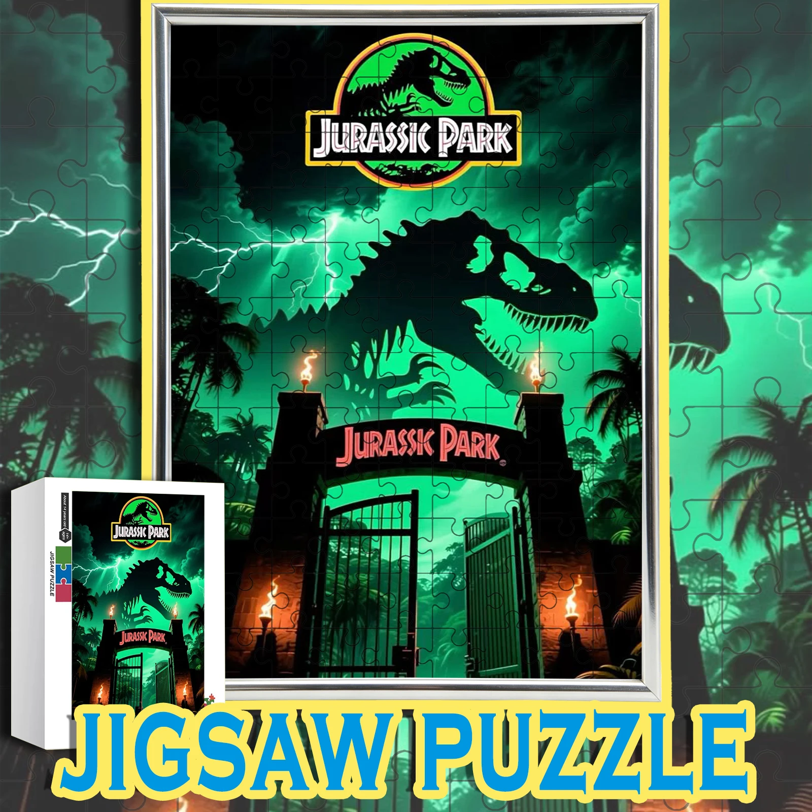 

Retro Movie Poster Style Jurassic Park Dinosaur Jigsaw Puzzle 108/200/300/500/1000pcs For Fans