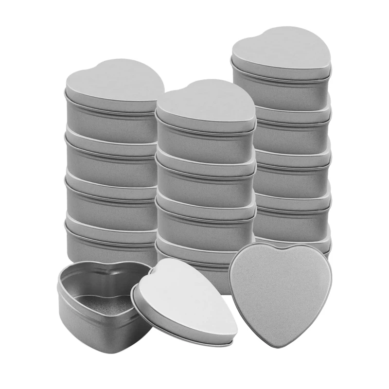 

N91R-15 Pcss Heart Shape Metal Tins Candle Jars Candle Containers Candle Tins Empty Candle Jars For Candle Making, Candies