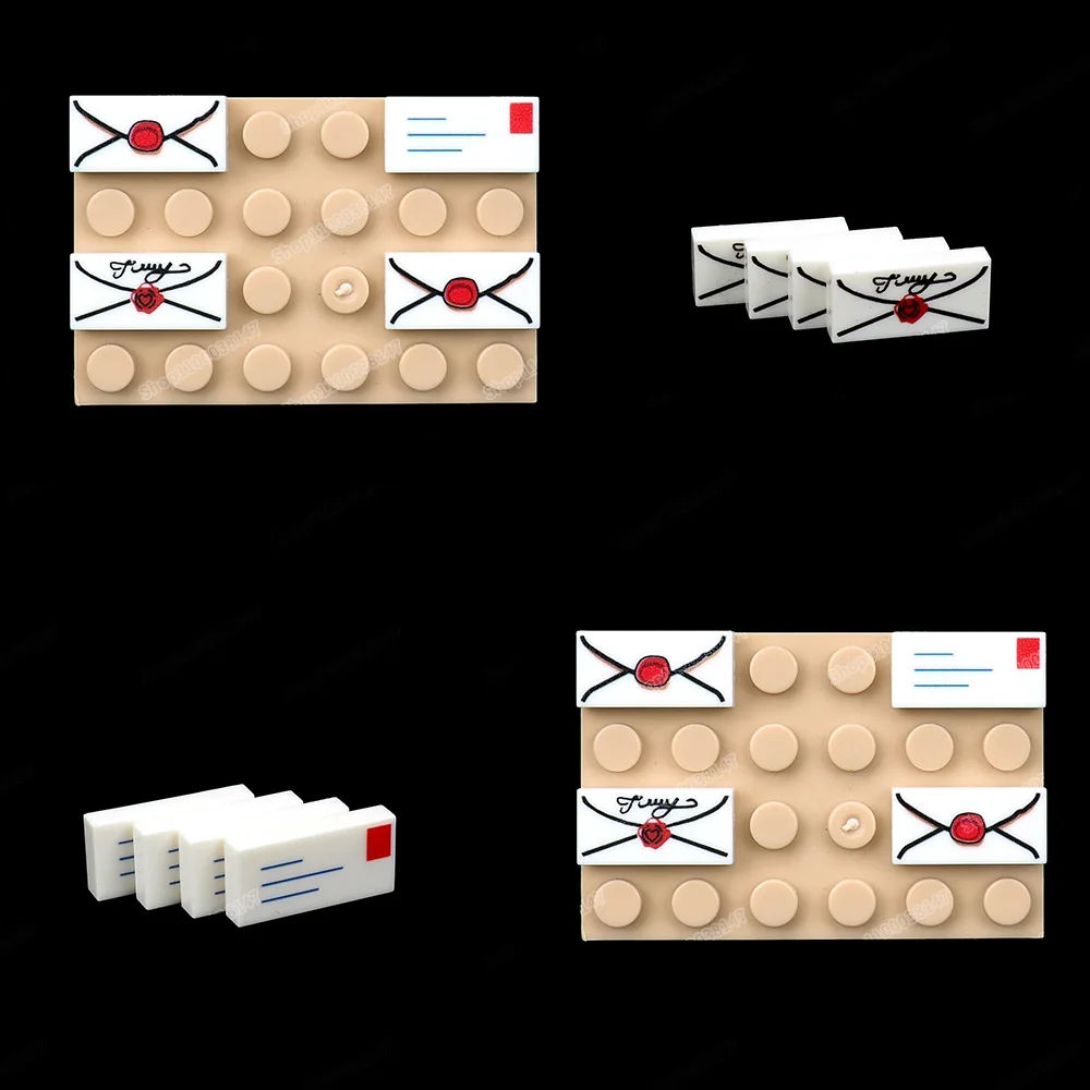 봉투 패턴 인쇄 빌딩 블록 3069 피규어, 통신 정보 메일 박스 장면 액세서리 모델, 어린이 선물 완구