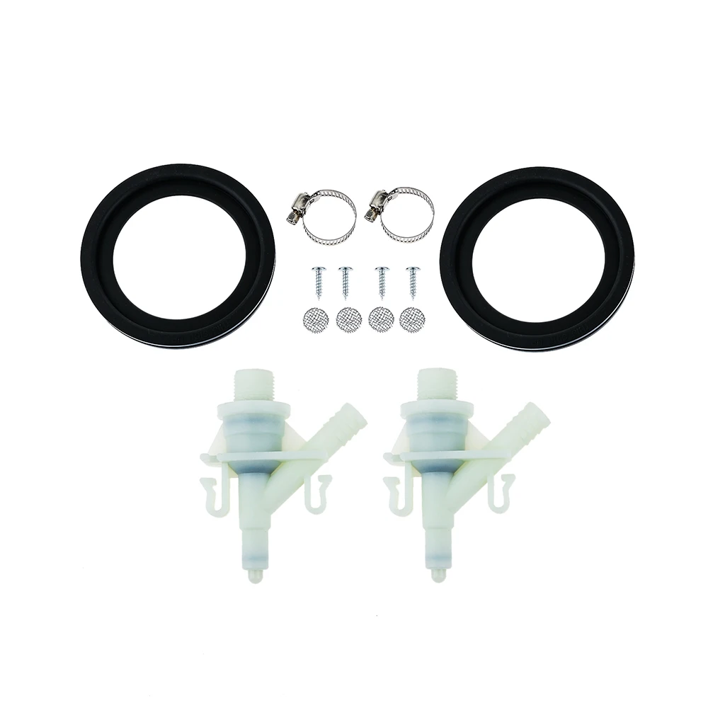 2 Sets 385311641 RV Toilet Water Valve Kit and 2Pcs 385311658 Flush Ball Seal Fit for 300 310 320 RV Pedal Flush & Marine Toilet