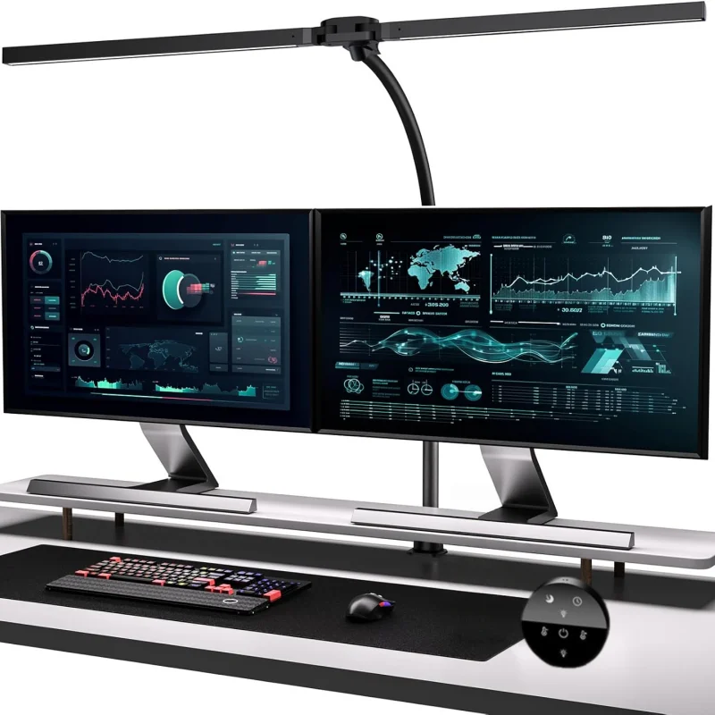 24W Eye Caring LED Desk Lamp  with Clamp Computer Monitor Gooseneck Smart Light 10  Color Flexible Table Lamp for Home Office