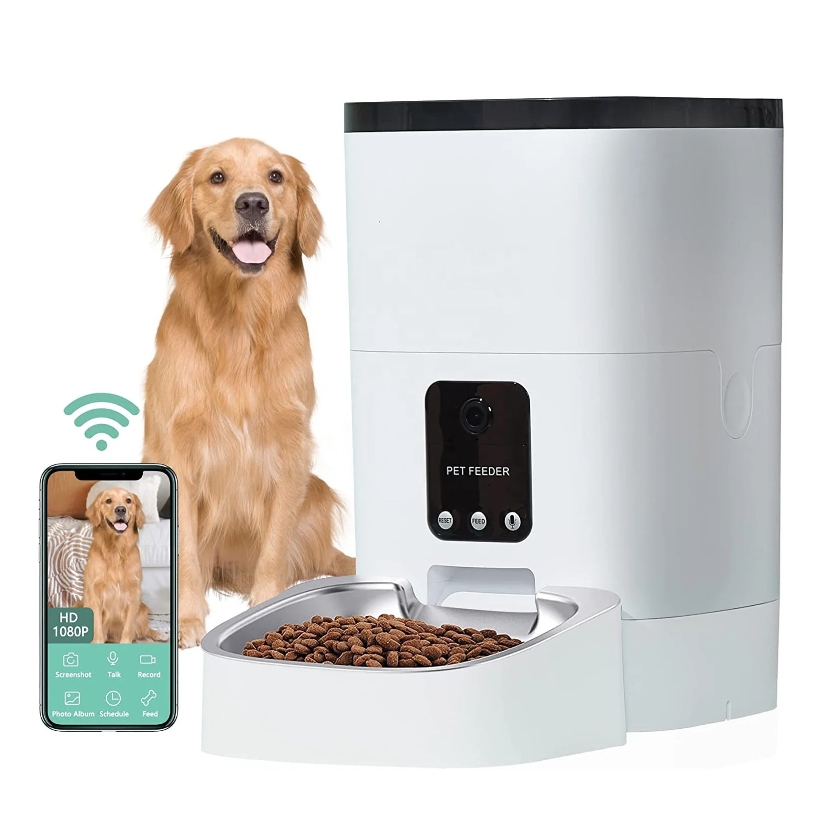 

STLF HD 1080P WiFi Enabled Timer Pet Feeder Portable Night Vision with Eco-Friendly Plastic App Controlled