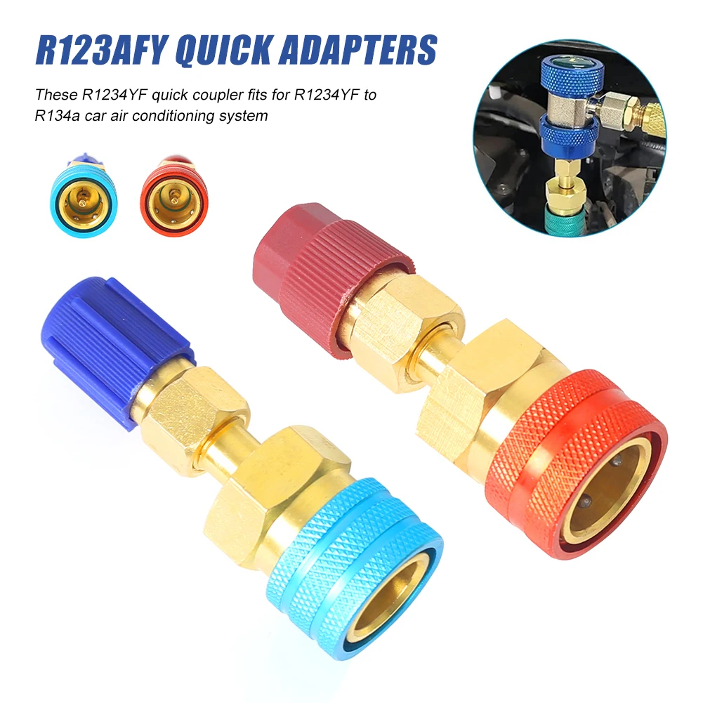 2Pcs R1234YF to R134A High Low Side Quick Connector R12 to R134 Adapter Auto Air Conditioning Refrigerant Coupler Accessories