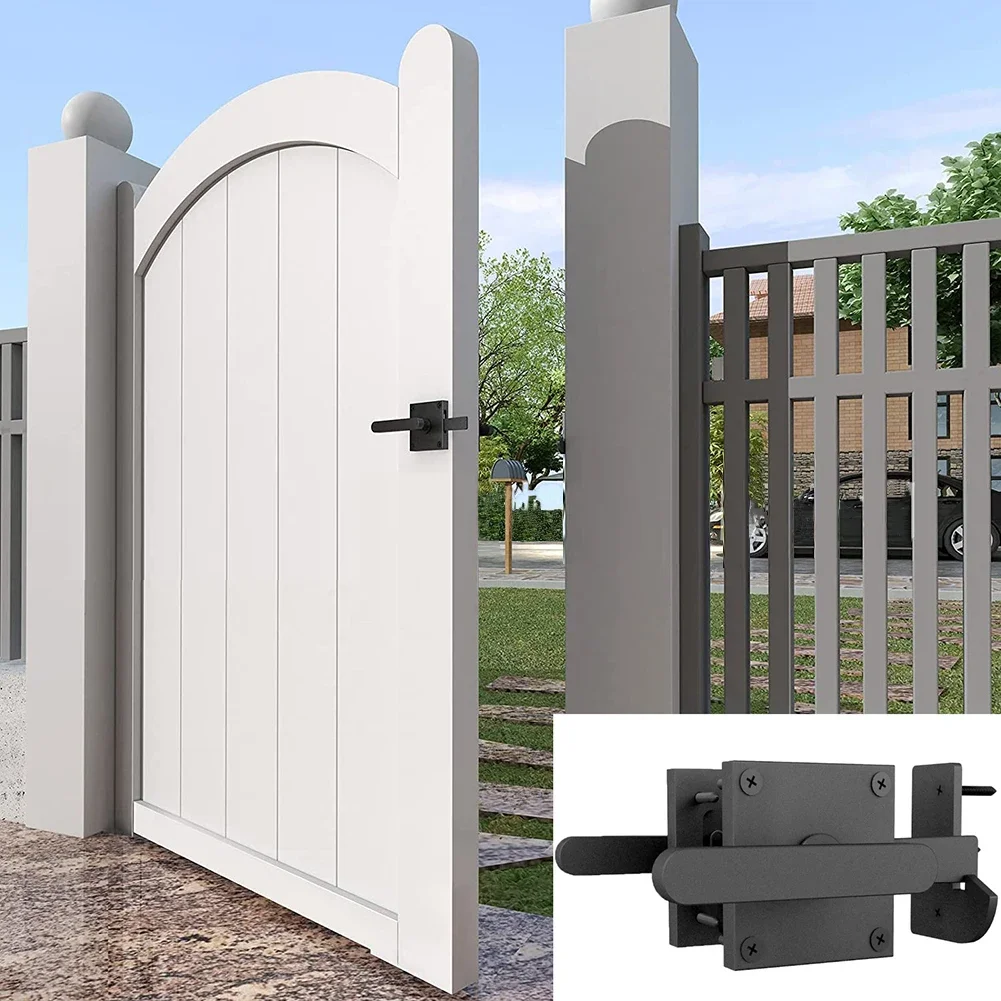 

For Garden Safety Barn Door Latch Black Aluminum Latch Flip Door Latch High-quality Aluminum Pet Safety Child Safety