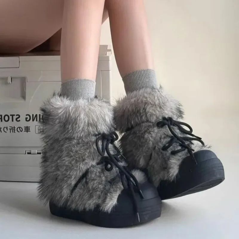 

High Quality Platform Snow Boots for Women Fashion Designer Warm Ankle Boots for Women Winter Plush Thick Sole Lady Cotton Shoes