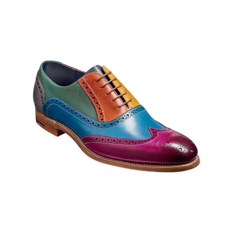 Nowe męskie buty Bullock PU Multicolor klasyczne w stylu Casual, imprezowa biznesowe Retro wydrążone rzeźbione sznurowane modne buty sukienka Oxford