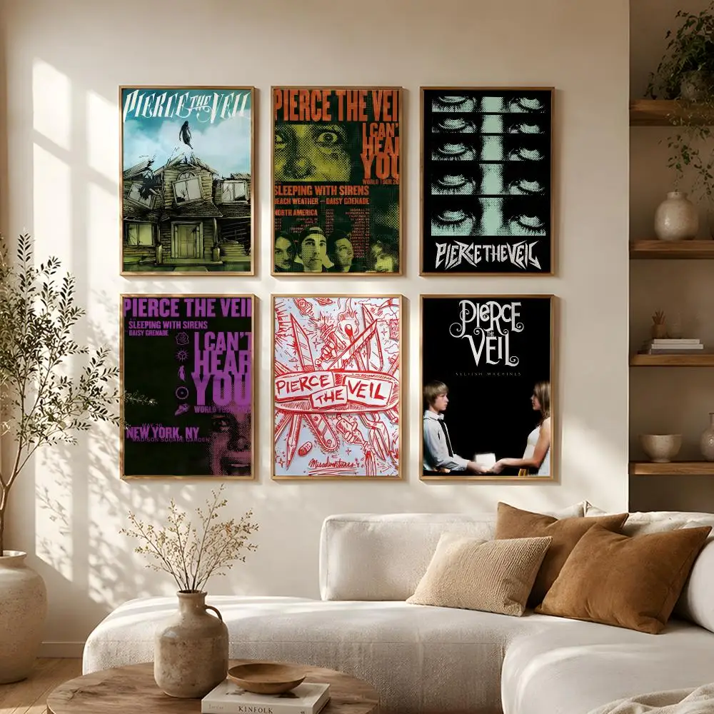 Post-Hardcore Band Pierce The Veil Poster Self-adhesive Waterproof Paper Sticker Art Coffee House Bar Room Wall Decor