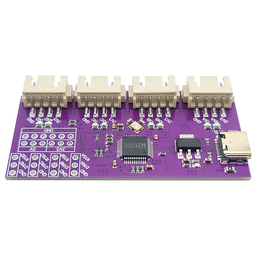 USB to 4-Port TTL Serial Port Module Type-C Interface 6Mbps High-Speed CH344 Chip Communication Conversion Module