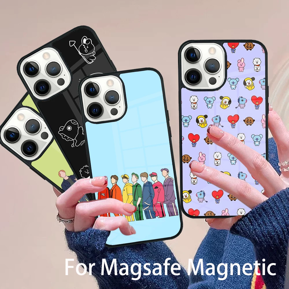 

Love YourSelf Boys Kpop Phone Case Magesafe Magnetic Wireless Charge Cover For IPhone 16 11 12 13 14 15 Pro Max Plus