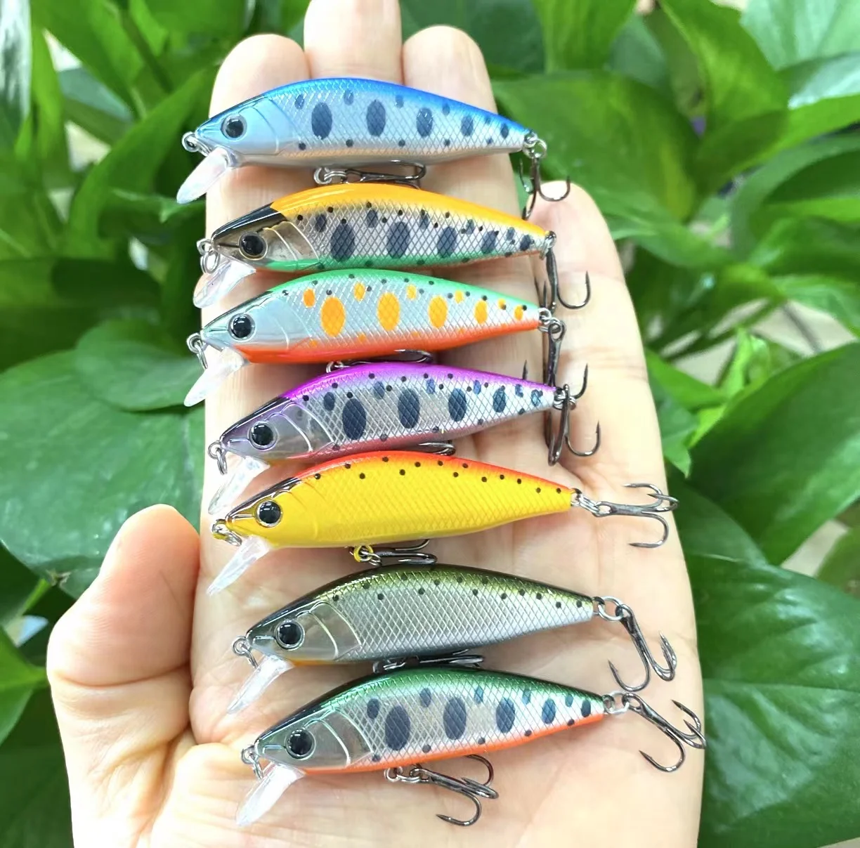 

7Pcs 50mm 4.8g Mini Minnow Sinking Pesca Peche Trout Fishing Lures Sinking Fishing Minnow Wobbler Hard Bait Set 9114