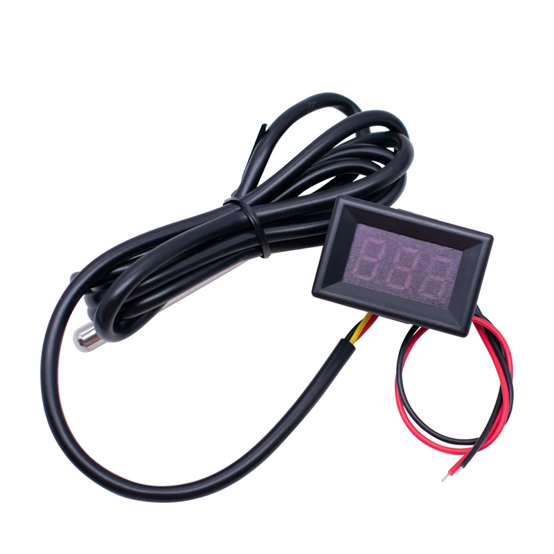 Cyfrowy termometr DS18B20 wodoodporny czujnik temperatury IC Tester wyświetlacz LED DC4-28V -50 ~ 125 celsjusza 0.36 Cal czerwony niebieski — zdjęcie produktu 4