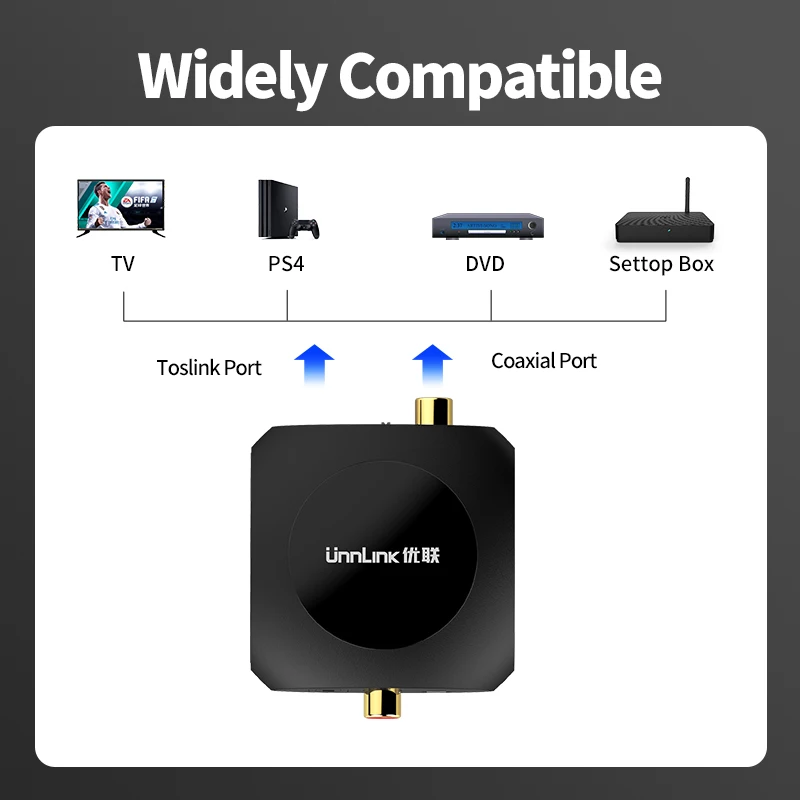 Unnlink konverter Audio optik HiFi 5.1, Toslink ke dekoder Audio Bidirectional koaksial DTS dotible AC3 192KHZ SPDIF Amplifier