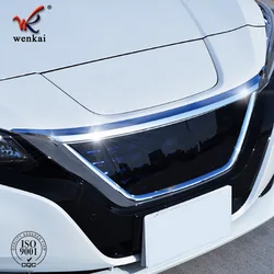 For Nissan Leaf ZE1 2017 2018 2019 1pcs Car Garnish Cover ABS Chrome Front Engine Machine Grille Upper Hood Lid Trim Lamp