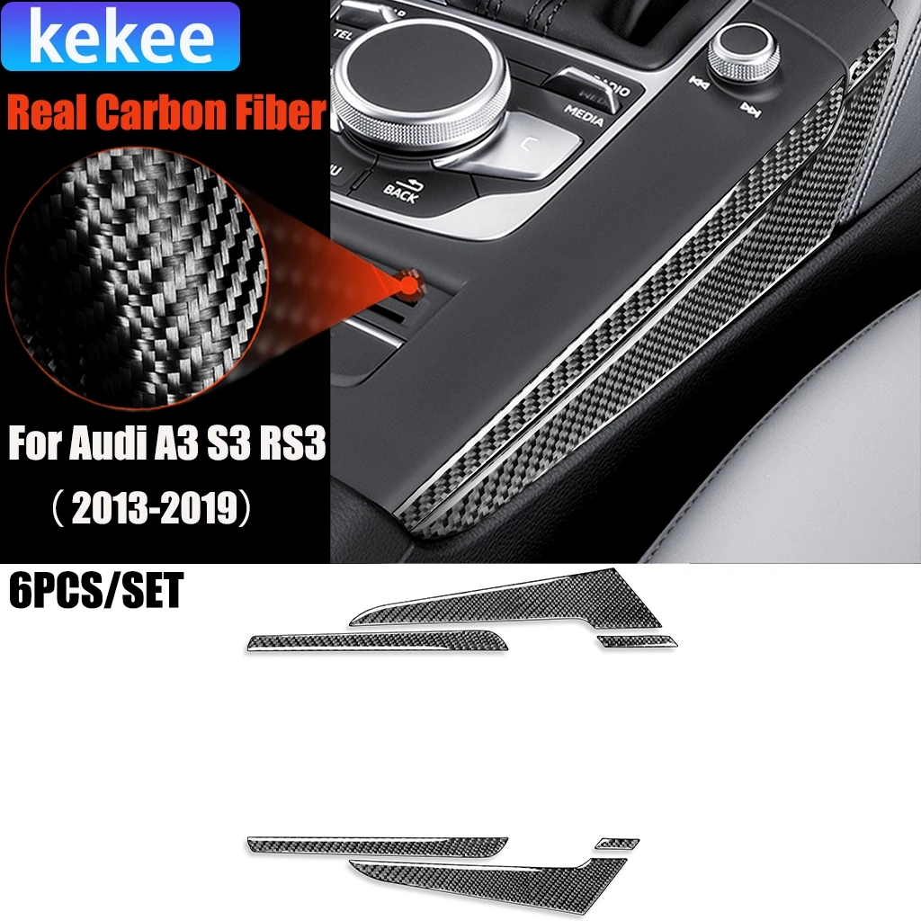 

Carbon Fiber Car Accessories Gear Shift Side Panel Modified Interior Trim Cover Soft Sticker For Audi A3 S3 RS3 8V 2013-2019