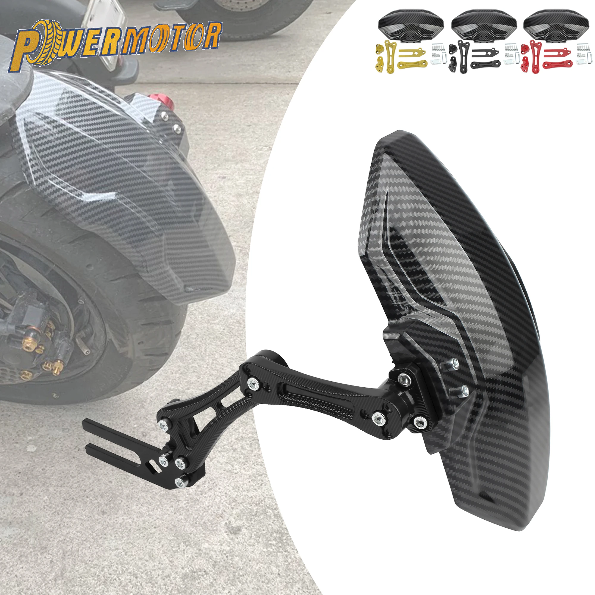 دراجة نارية قابل للتعديل تقليد ألياف الكربون العجلات الخلفية درابزين الطين ل مقهى المتسابق E-الدراجة سكوتر الدراجة أجزاء عالمية #1