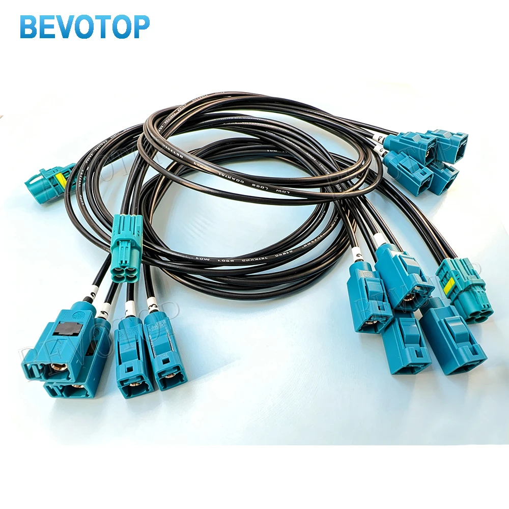 1PCS RSBG Type 4-in-1 Mini Fakra to 4*Fakra Male/Female Connector RG174 Coaxial Cable 50 Ohm High Quality BEVOTOP