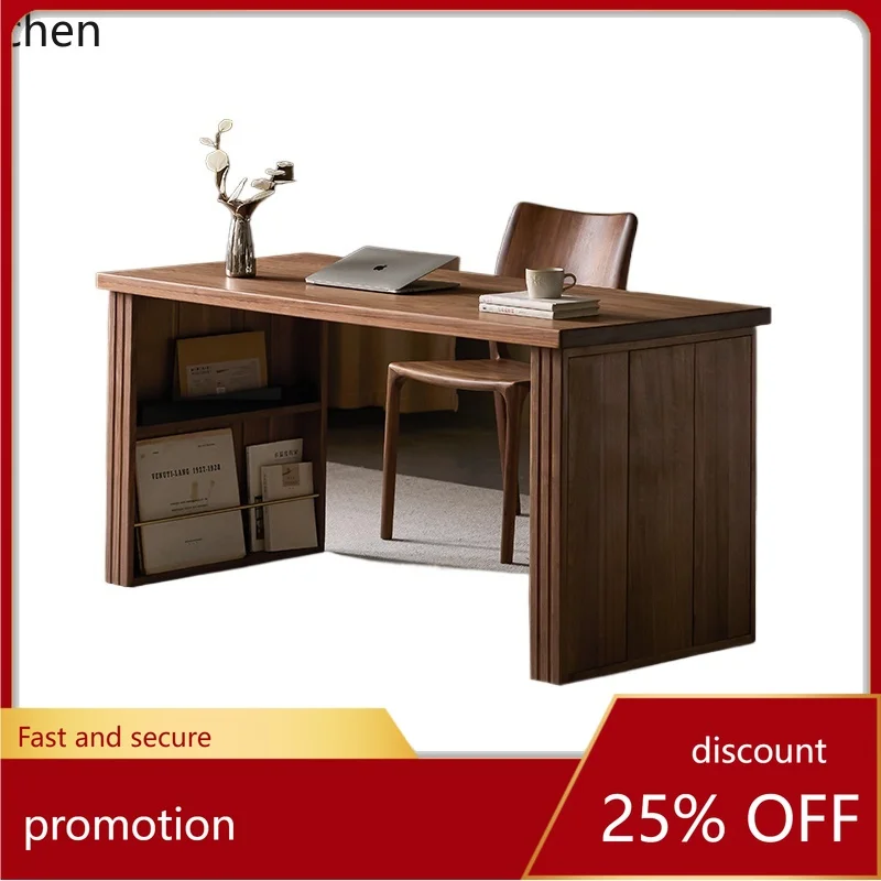 

HT Solid Wood Desk North American Black Walnut Workbench Study Bedroom Computer Desk