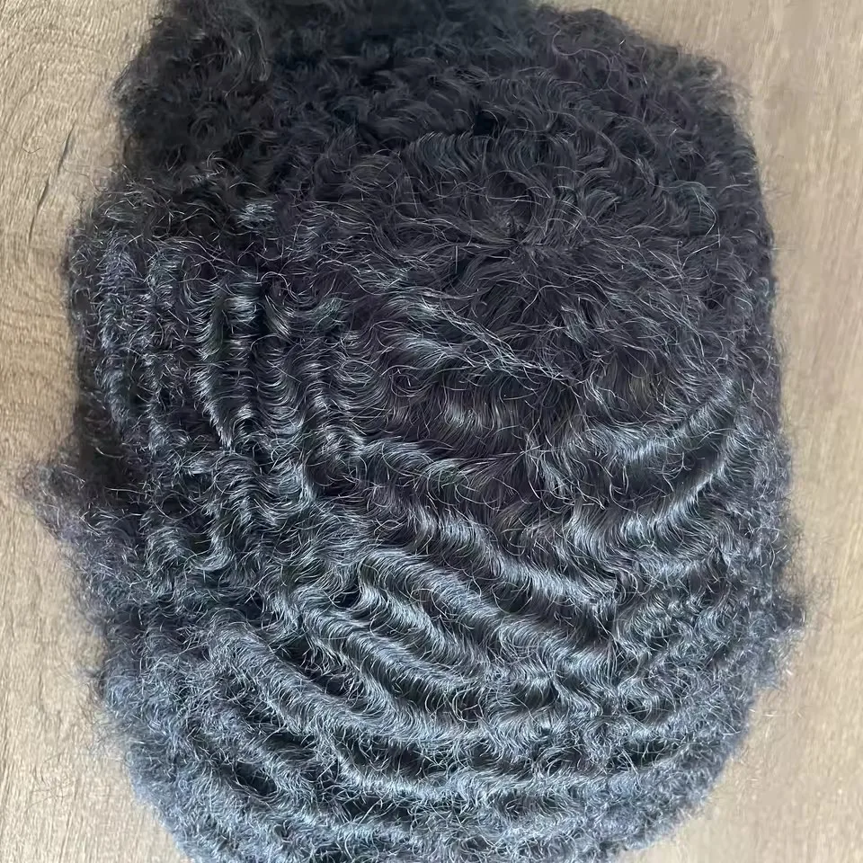 8 مللي متر 10 مللي متر 12 مللي متر عميق مجعد شقراء أسود الرجال الباروكات 100% شعر الإنسان غير مرئية الجلد Pu و أحادية الدانتيل الذكور الشعر المستعار استبدال الاصطناعية #4