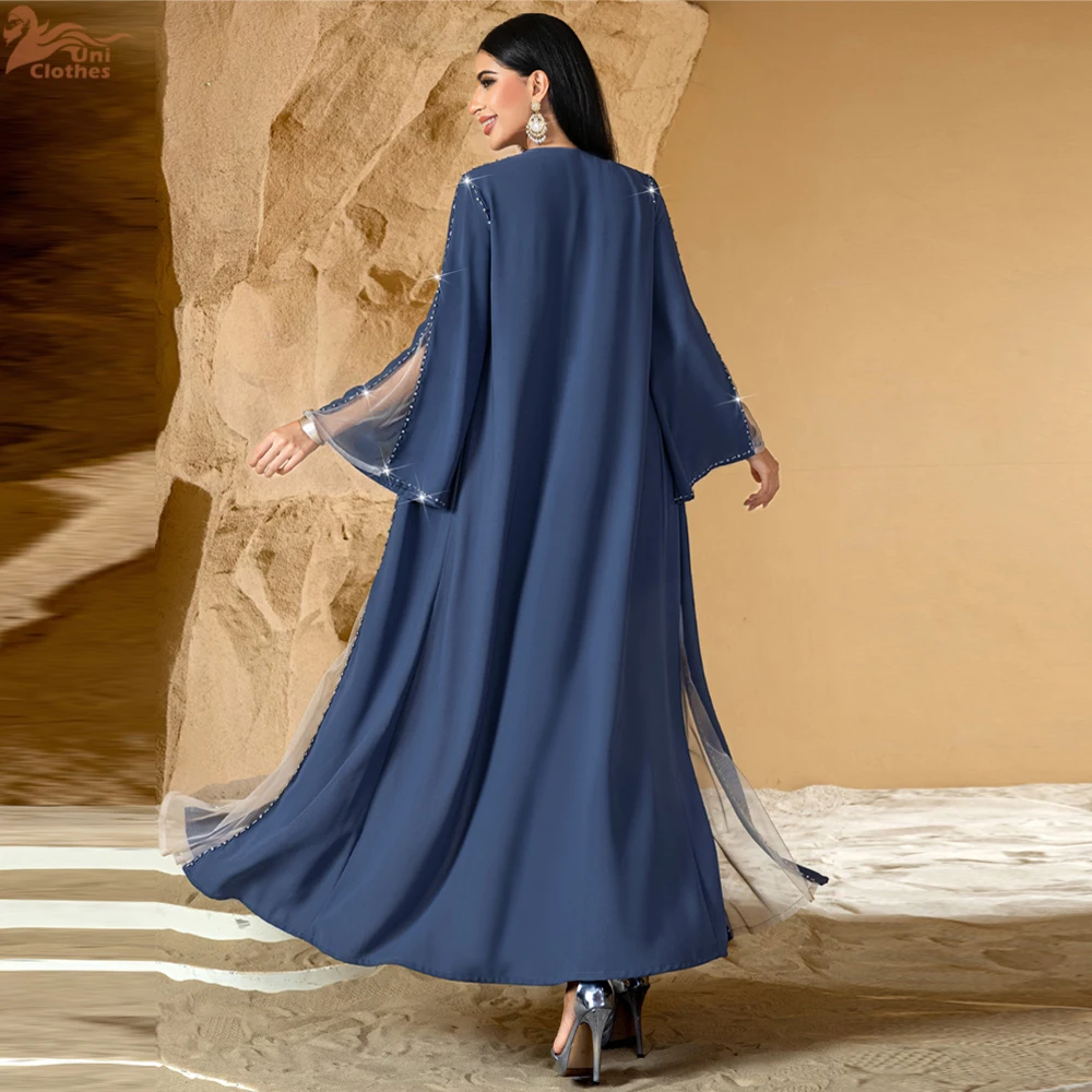 Eid Diamonds Abayas for Women 2026 Fashion Muslim Dress Dubai Open Abaya Kebaya Kimono Jalabiya Caftan Marocain Femme Robe Gown