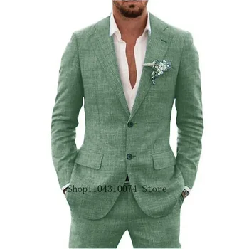 2 Pieces Blazer and Pants Set Linen Suit Tailored Suits Pocket in A Slot Men‘s Designer Clothes Vest for Office Evening Party 4 2 Pieces Blazer and Pants Set Linen Suit Tailored Suits Pocket in A Slot Men‘s Designer Clothes Vest for Office Evening Party 4