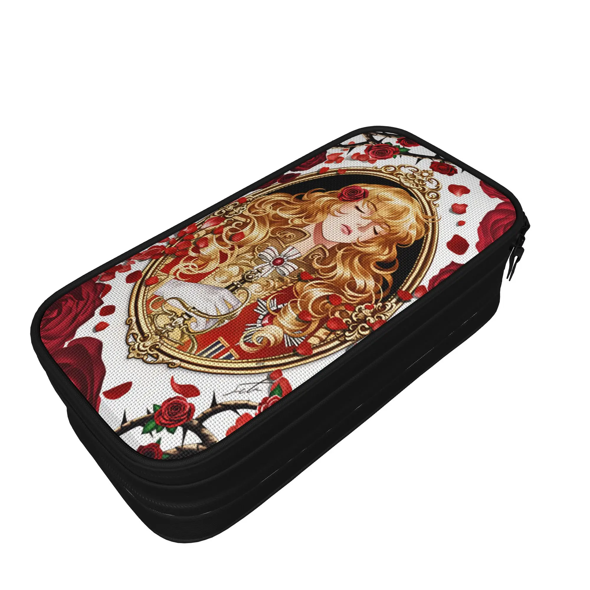 Rose of V-Versailles Lady  Pencil Case  Canvas Pencil Bag Kids Cute Big Back To School Pencil Cases Stationery